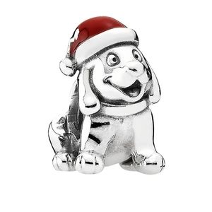 PANDORA Christmas Puppy with Santa Hat Charm